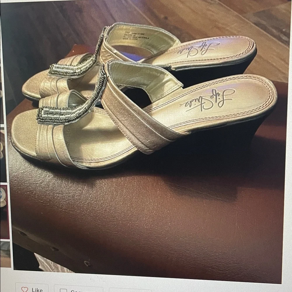 Life Stride Beaded Wedge Sandals Solaris 2 9M